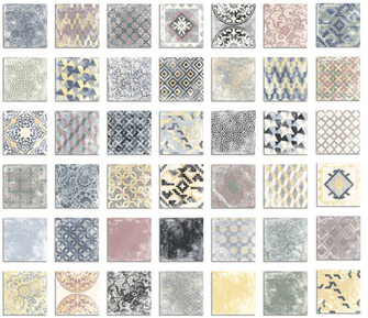 CARRELAGE PATCHWORK PERSEO 25x25(Melange 42 Modeles)(Boite 16P.=1M2) GRC2525MIX06